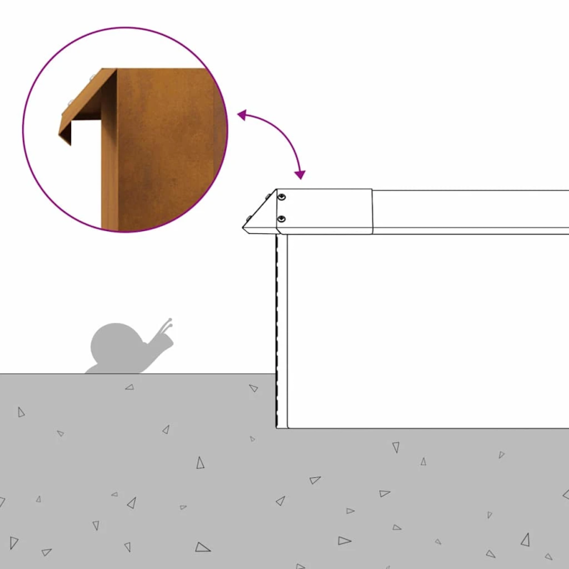 vidaXL Kāpuru žogs 4 pcs Rūsa 10 x 10 x 25 cm Novecināts tērauds