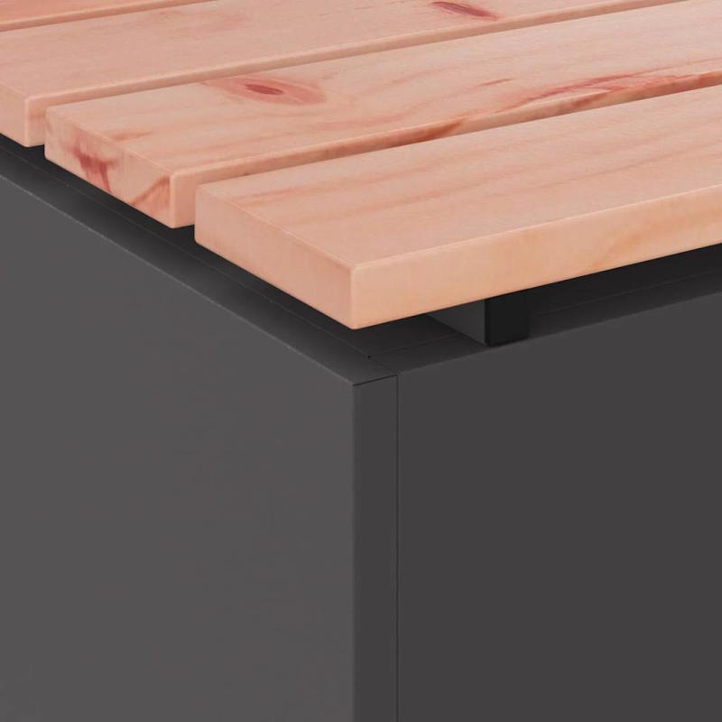 vidaXL Dārza sols Melna 60 x 40 x 43 cm Masīvkoka duglāzija un tērauds