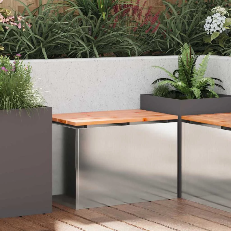 vidaXL Dārza sols Sudraba 60 x 40 x 43 cm Nerūsējošs tērauds