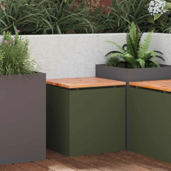 vidaXL Dārza sols Olīvu zaļa 40 x 40 x 43 cm Tērauds