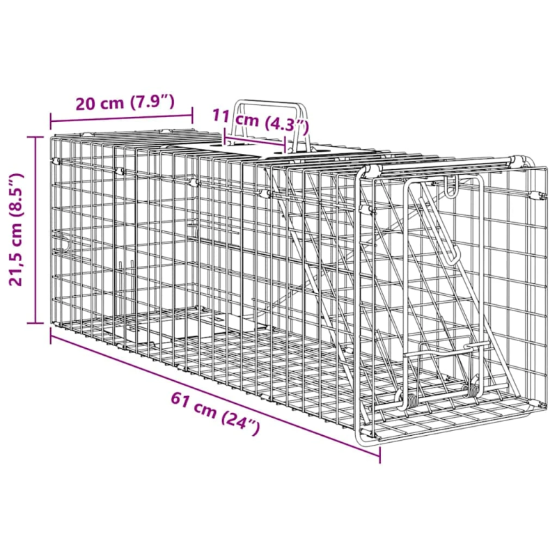 vidaXL Dzīvnieku slazds Antracīts 61 x 20 x 21,5 cm Tērauds