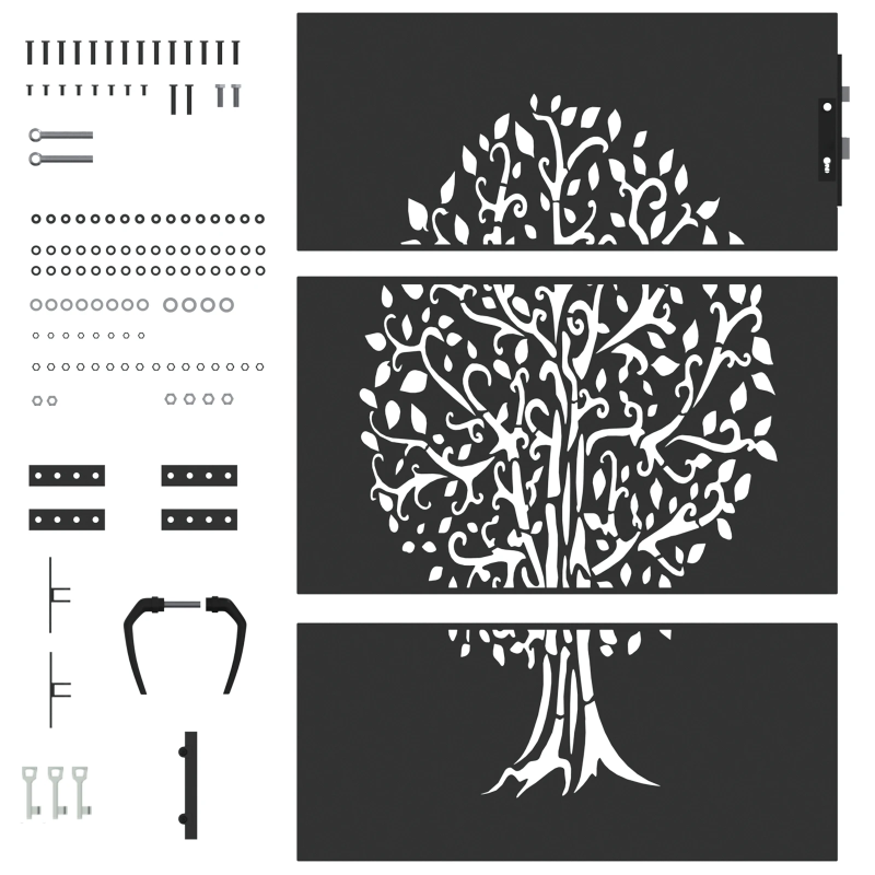 vidaXL Dārza vārti ar slēdzeni Melna 85 x 125 cm Pulverkrāsots tērauds