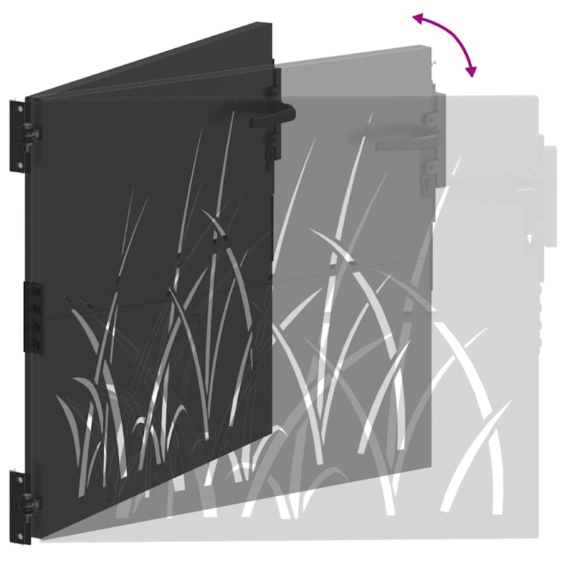 vidaXL Dārza vārti ar slēdzeni Melna 85 x 100 cm Pulverkrāsots tērauds