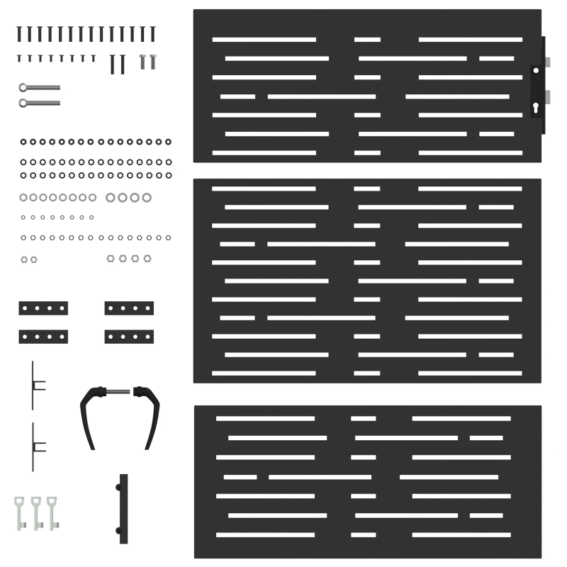 vidaXL Dārza vārti ar slēdzeni Melna 85 x 150 cm Pulverkrāsots tērauds