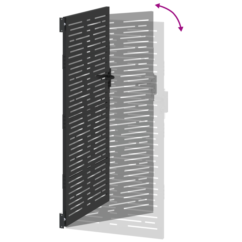 vidaXL Dārza vārti ar slēdzeni Melna 85 x 200 cm Pulverkrāsots tērauds