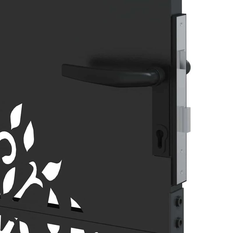 vidaXL Dārza vārti ar slēdzeni Melna 85 x 155 cm Pulverkrāsots tērauds