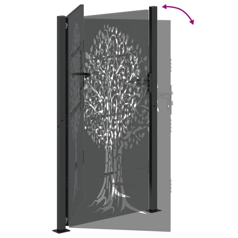 vidaXL Dārza vārti ar slēdzeni Melna 85 x 180 cm Pulverkrāsots tērauds