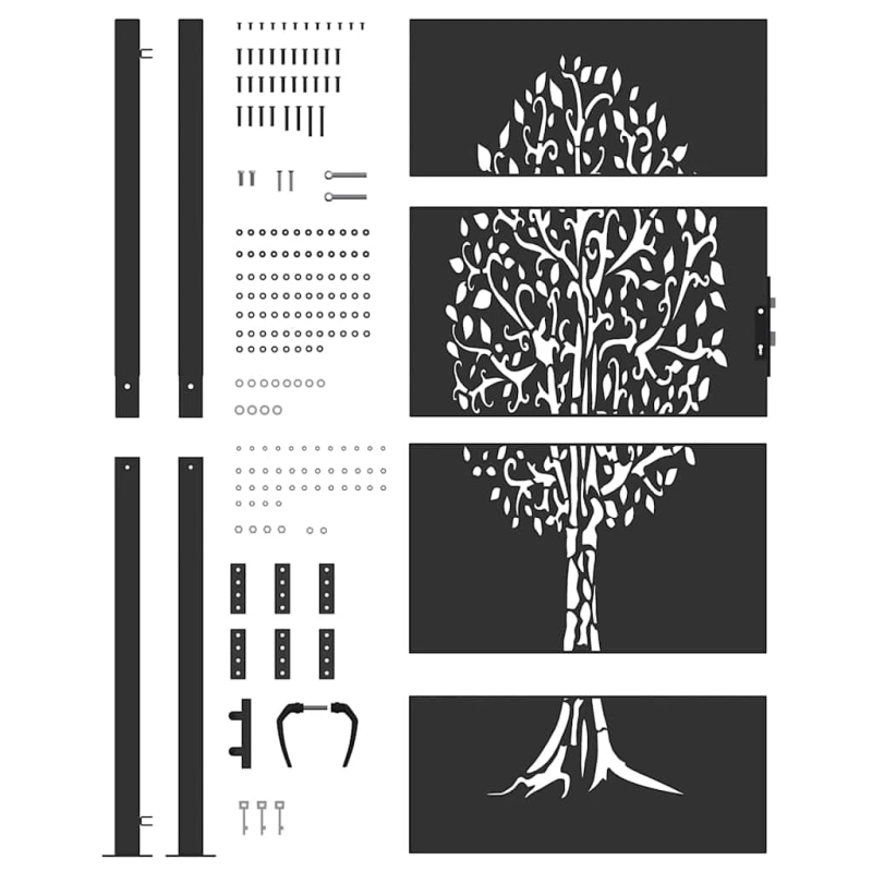vidaXL Dārza vārti ar slēdzeni Melna 85 x 205 cm Pulverkrāsots tērauds