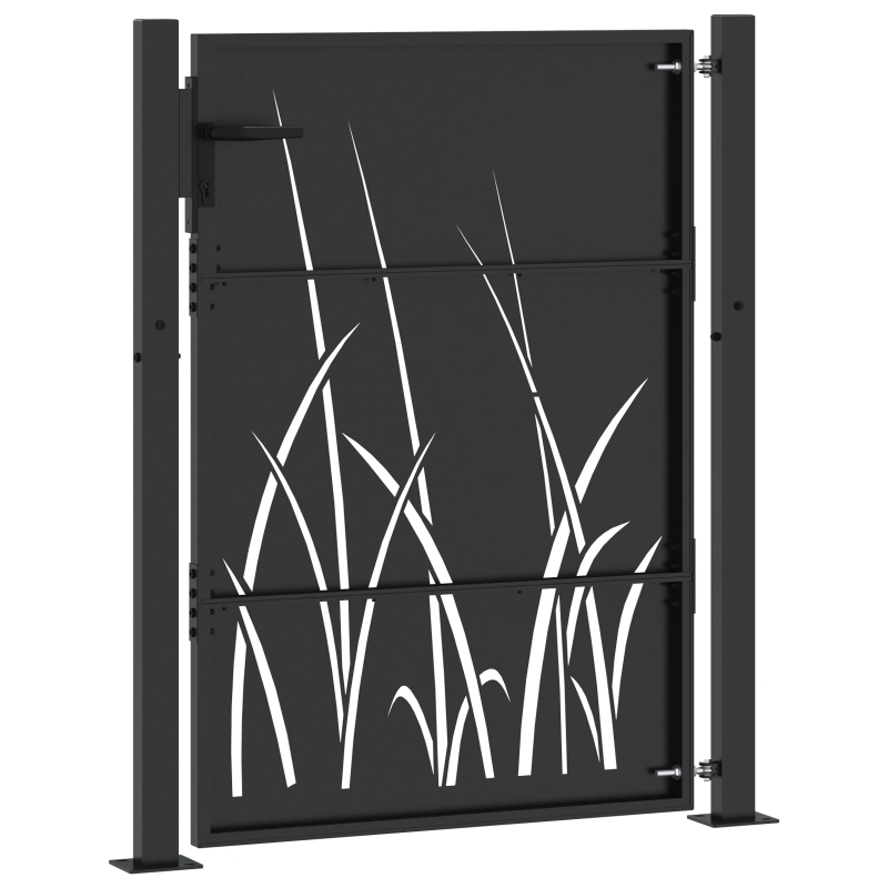 vidaXL Dārza vārti ar slēdzeni Melna 85 x 130 cm Pulverkrāsots tērauds