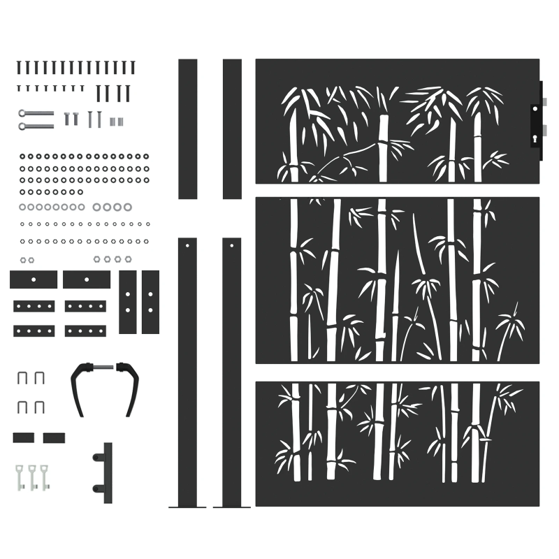 vidaXL Dārza vārti ar slēdzeni Melna 85 x 155 cm