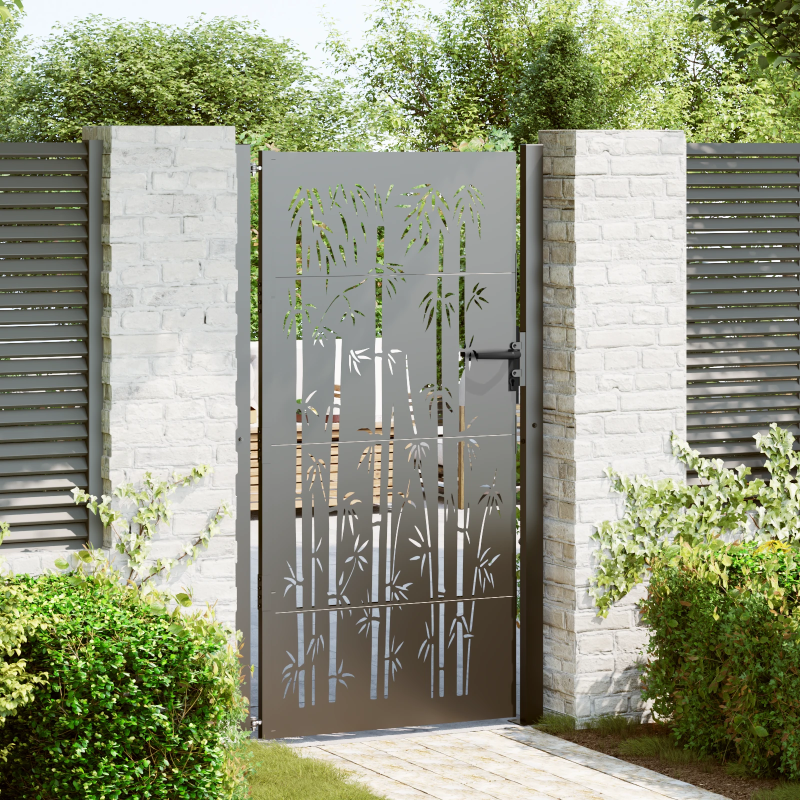 vidaXL Dārza vārti ar slēdzeni Melna 85 x 205 cm