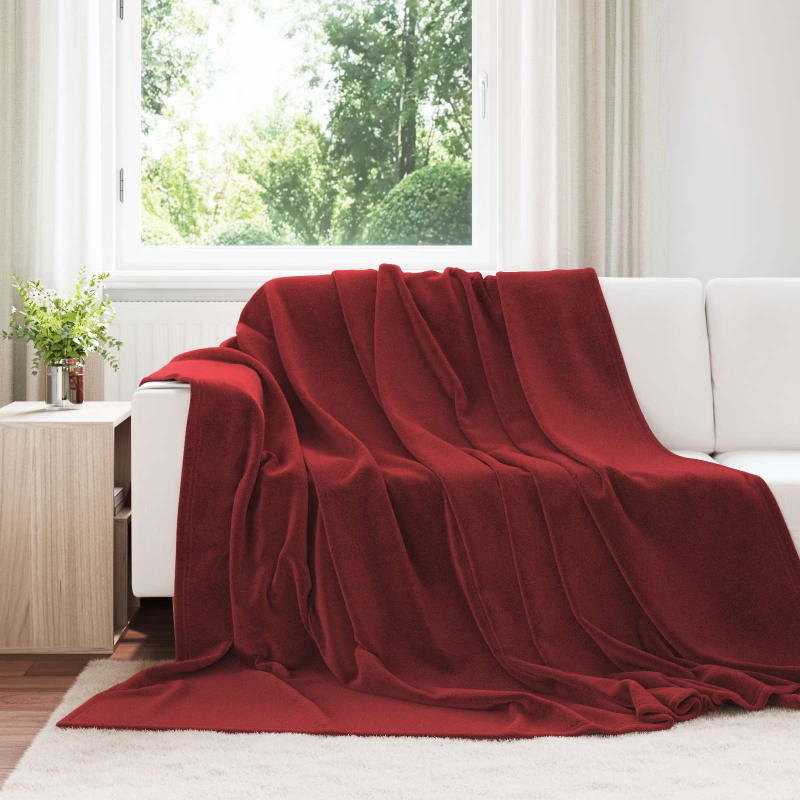 vidaXL Pleds Bordo sarkans 240 x 270 cm Flīss