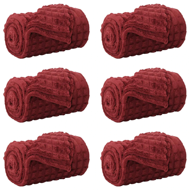 vidaXL Pledu segas 6 pcs Bordo sarkans 240 x 220 cm Flīss