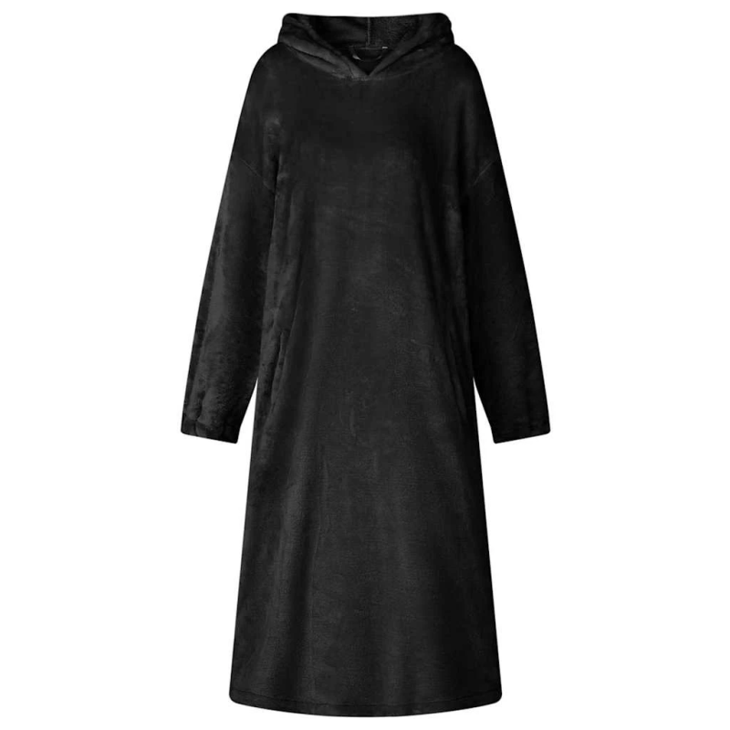 vidaXL Segas džemperis ar kapuci Melna s Flanelis