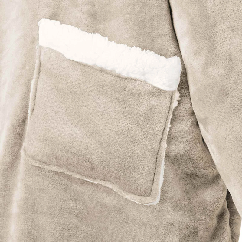 vidaXL Segas džemperis ar kapuci Bēša l Fleeces un flaneļa