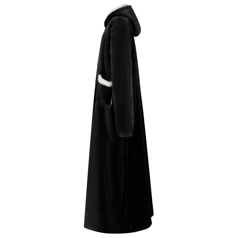 vidaXL Segas džemperis ar kapuci Melna l Fleeces un flaneļa