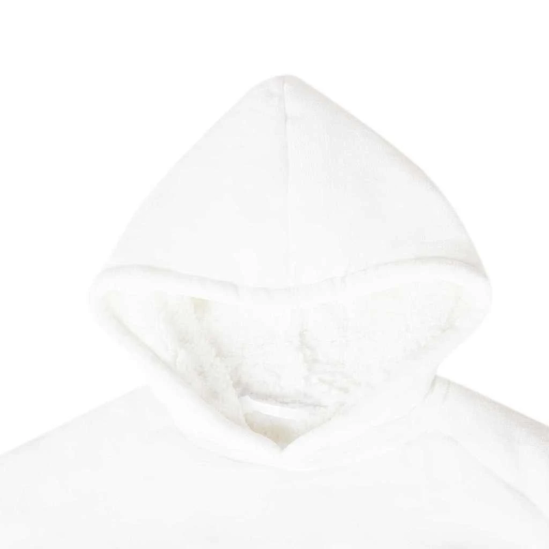 vidaXL Segas džemperis ar kapuci Balts s Fleeces un flaneļa