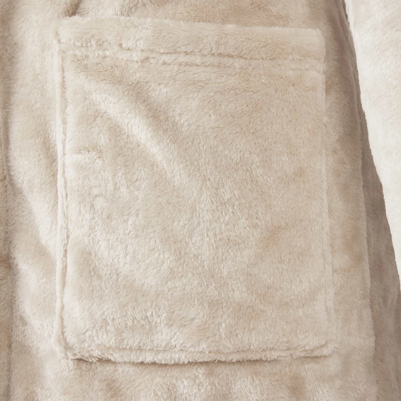 vidaXL Kapuču rūtiņu halāts Bēša s Flanelis