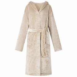 vidaXL Kapuču rūtiņu halāts Bēša xl Flanelis