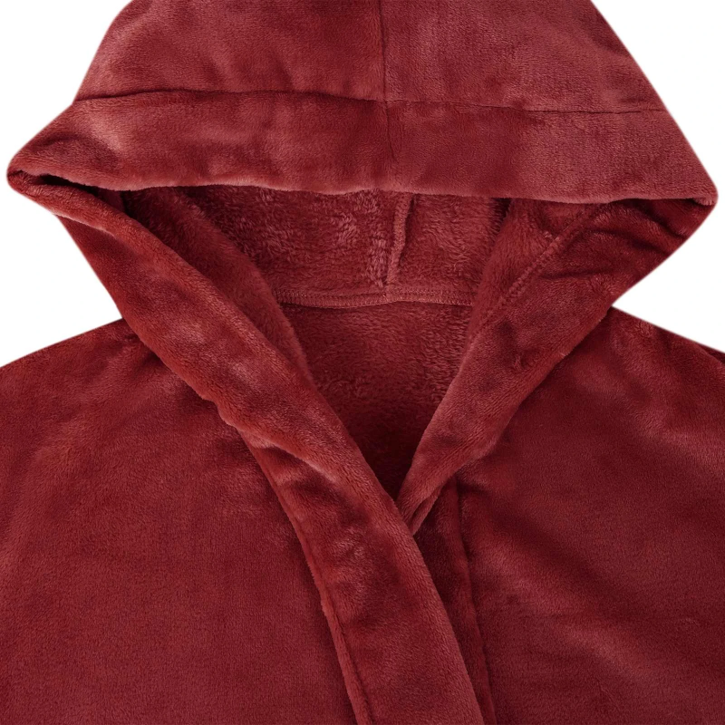 vidaXL Kapuču rūtiņu halāts Bordo sarkans xxxl Flanelis