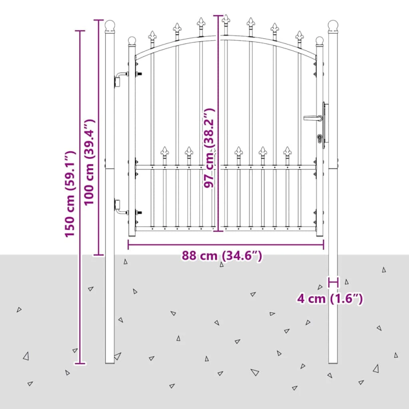 vidaXL Žoga vārti ar naglām Pelēka 100 x 100 cm Pulverkrāsots tērauds