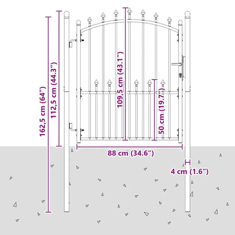 vidaXL Žoga vārti ar naglām Pelēka 125 x 100 cm Pulverkrāsots tērauds