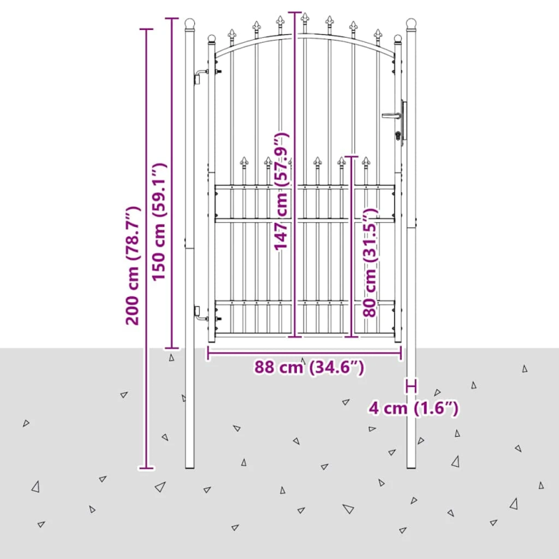 vidaXL Žoga vārti ar naglām Pelēka 200 x 100 cm Pulverkrāsots tērauds