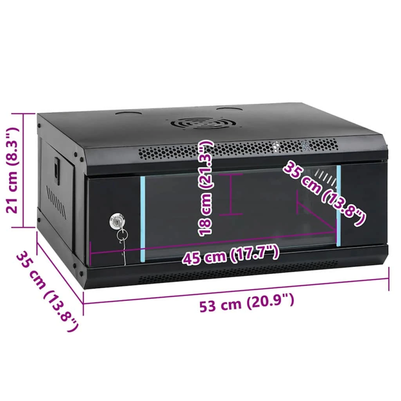 vidaXL Tīkla skapis ar uzglabāšanu Melna 53 x 35 x 21 cm Tērauds