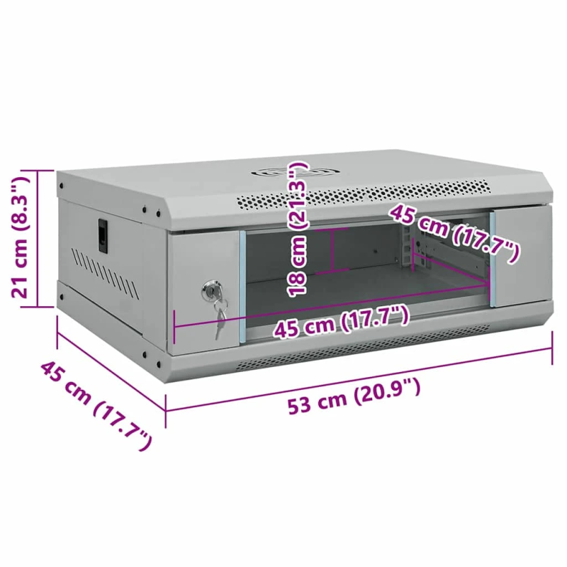 vidaXL Tīkla skapis ar uzglabāšanu Pelēka 53 x 45 x 21 cm Tērauds