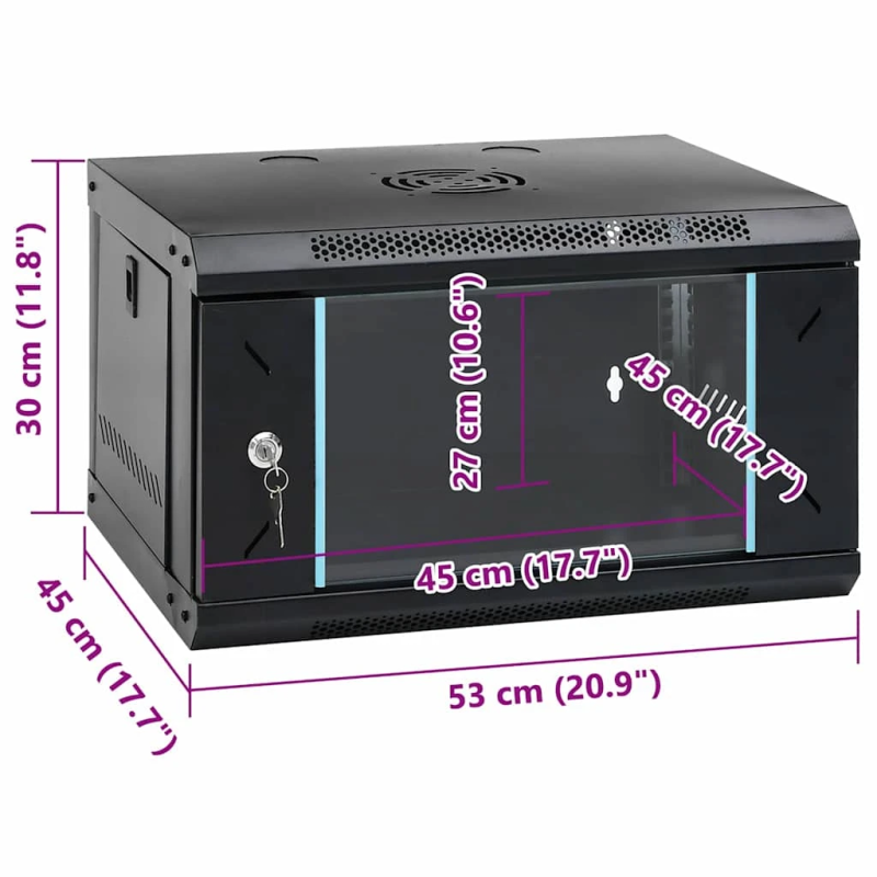 vidaXL Tīkla skapis ar uzglabāšanu Melna 53 x 45 x 30 cm Tērauds