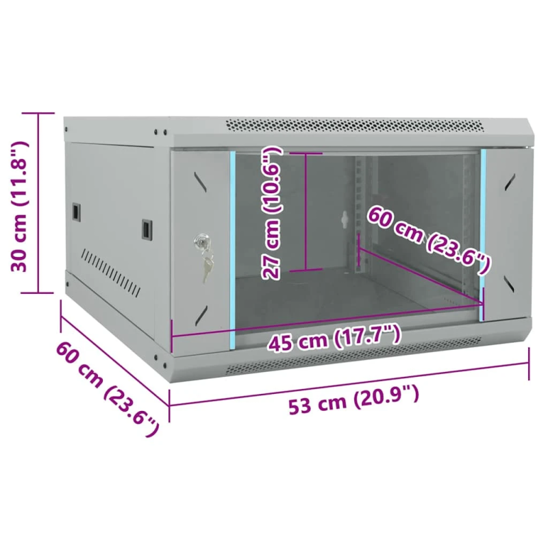 vidaXL Tīkla skapis ar uzglabāšanu Pelēka 53 x 60 x 30 cm Tērauds
