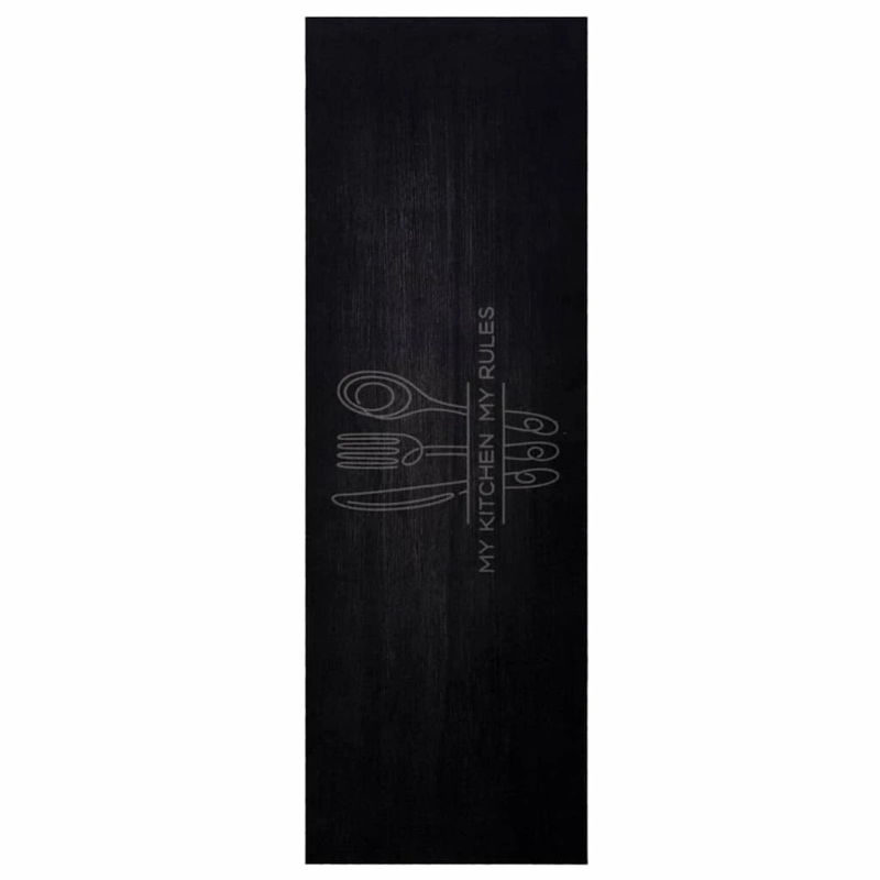 vidaXL Virtuves paklājs Galda piederumi Melna 180 x 60 cm Samts