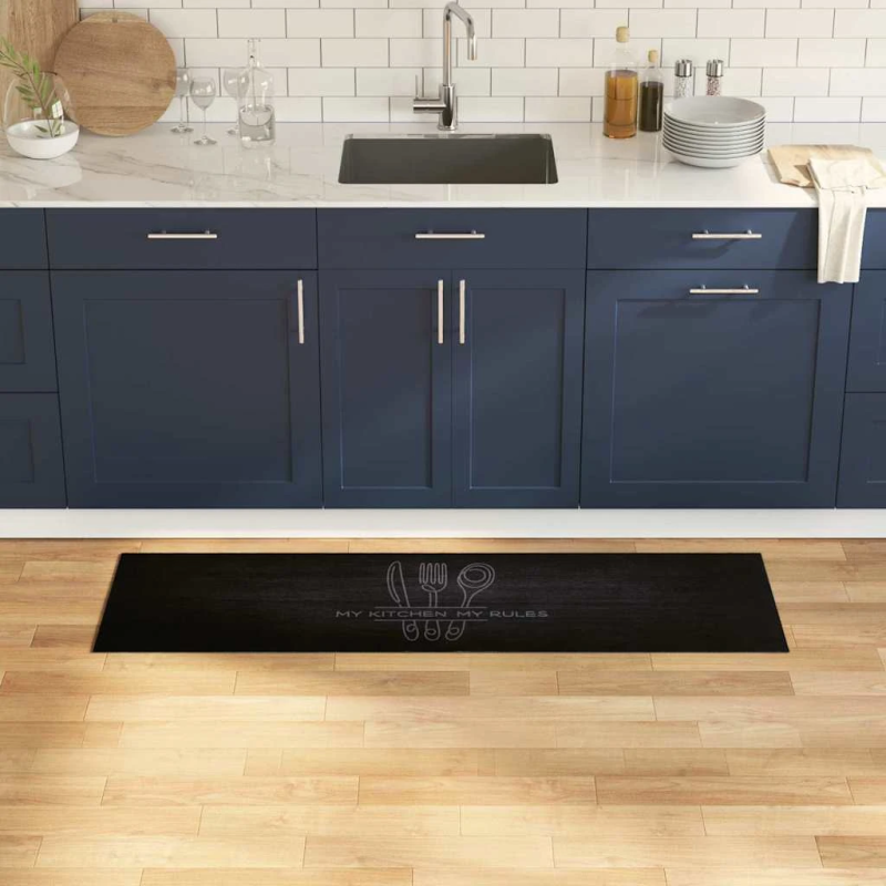 vidaXL Virtuves paklājs Melna 150 x 45 cm Samts