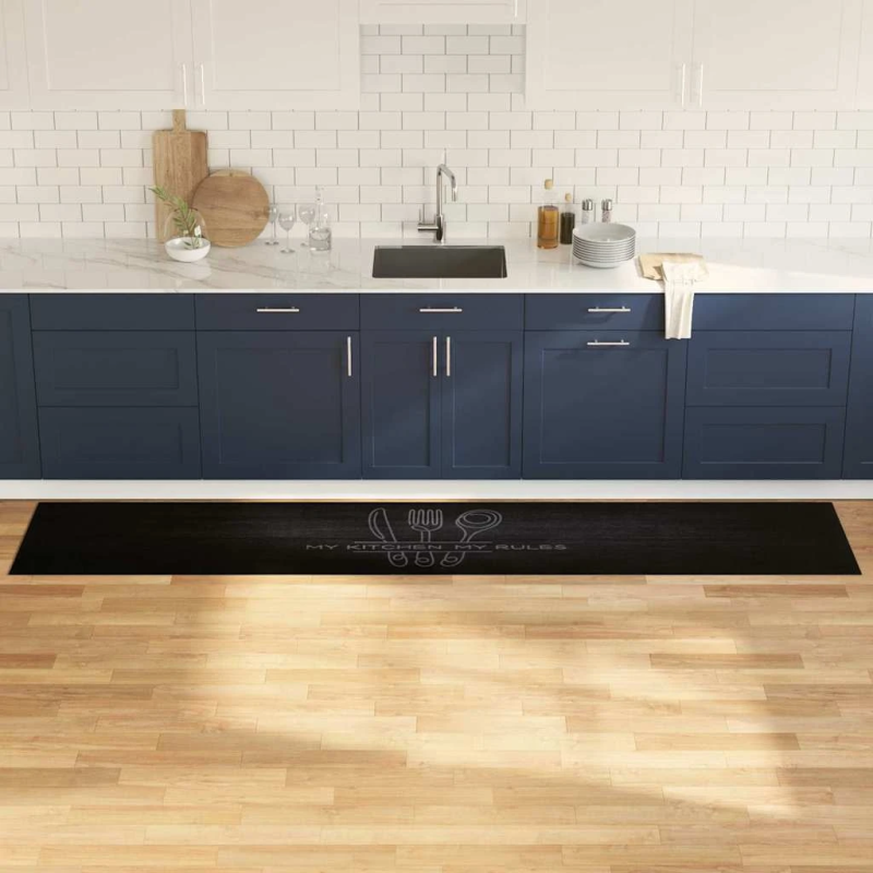 vidaXL Virtuves paklājs Melna 300 x 60 cm Samts