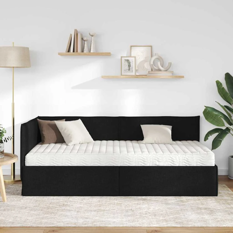 vidaXL Stūra gultas rāmis ar matrači ar galvas klāju 2 pcs Zaļa Samts