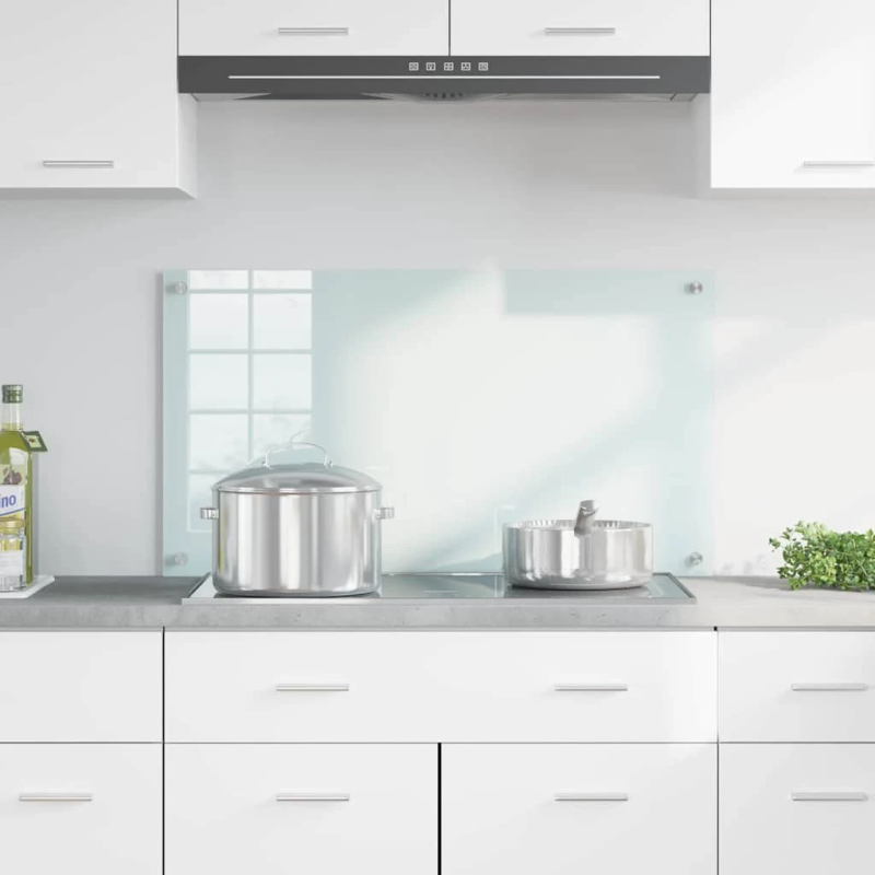 vidaXL Virtuves aizsargpanelis Balts 90 x 50 cm rūdīts stikls