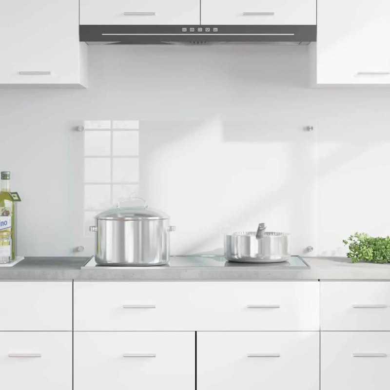 vidaXL Virtuves aizsargpanelis Caurspīdīgs 90 x 50 cm rūdīts stikls