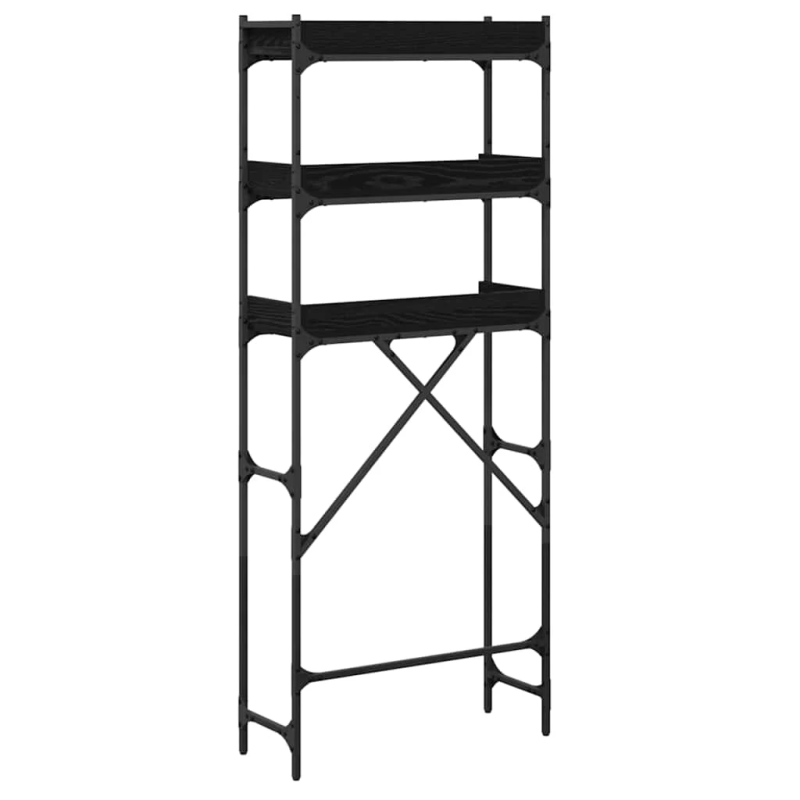 vidaXL Veļas mašīnas plaukts ar plauktu Melnais 0aks 67 x 25 x 163 cm