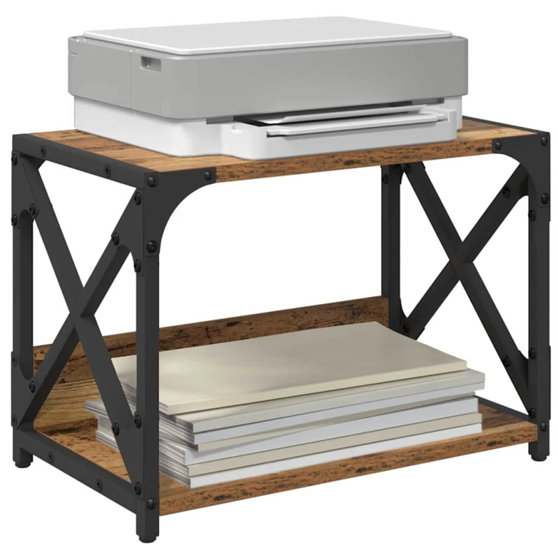 vidaXL Printera statīvs Vecs koks 44 x 26 x 31.5 cm Inženierijas koks