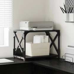 vidaXL Printera statīvs Melns ozolkoks 44 x 26 x 31.5 cm