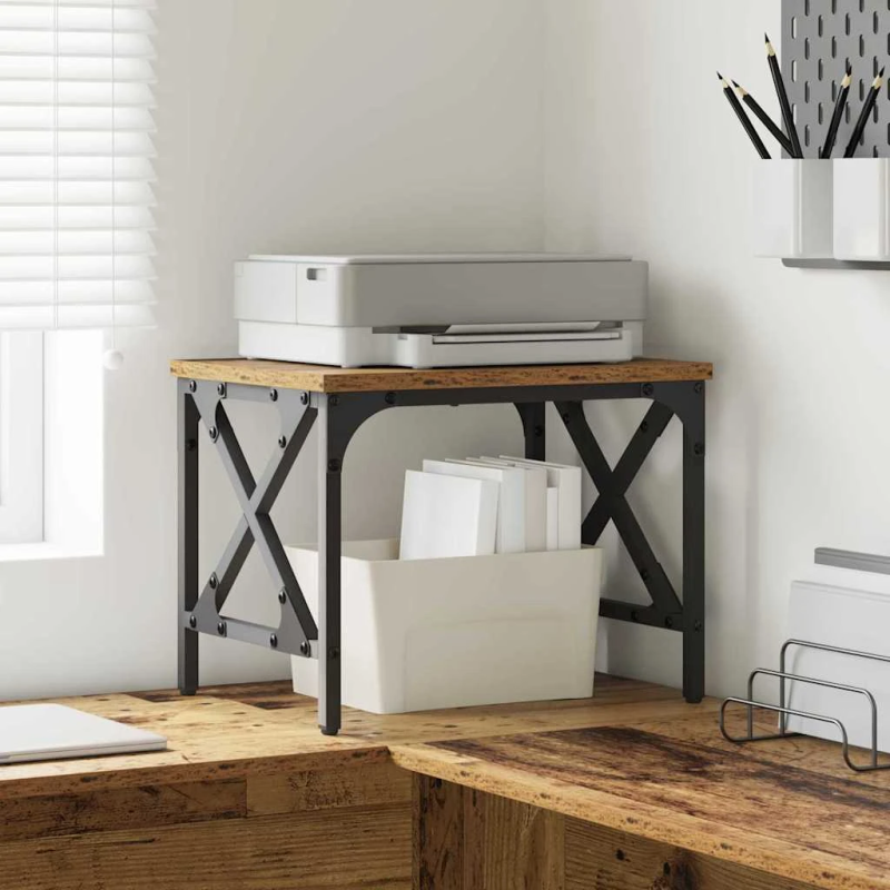 vidaXL Printera statīvs Vecs koks 40 x 30 x 31 cm Inženierijas koks