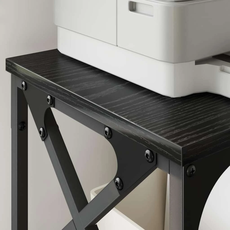 vidaXL Printera statīvs Regulējams Melns ozolkoks 40 x 30 x 31 cm