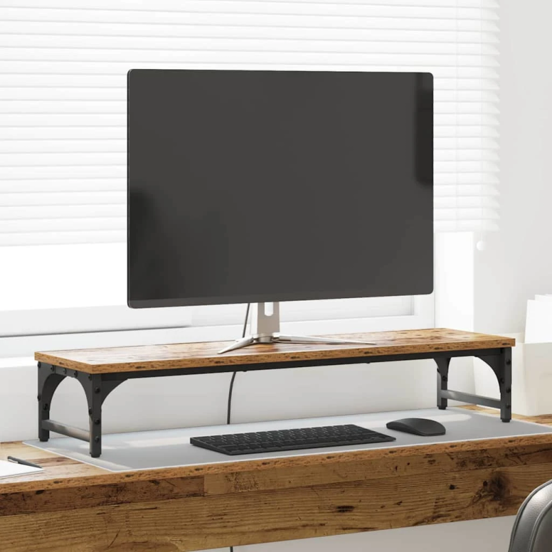 vidaXL Monitoru statīvs Vecs koks 85 x 23 x 15,5 cm Inženierijas koks