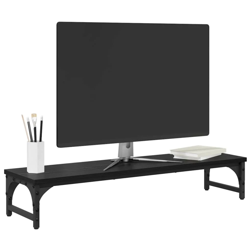 vidaXL Monitoru statīvs Melns ozolkoks 85 x 23 x 15,5 cm