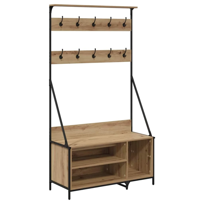 vidaXL Apģērba statīvs ar plauktu Artisānā ozols 100 x 41 x 184 cm