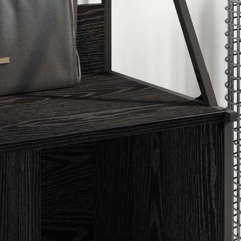 vidaXL Apģērba statīvs ar plauktu Melns ozolkoks 100 x 41 x 184 cm