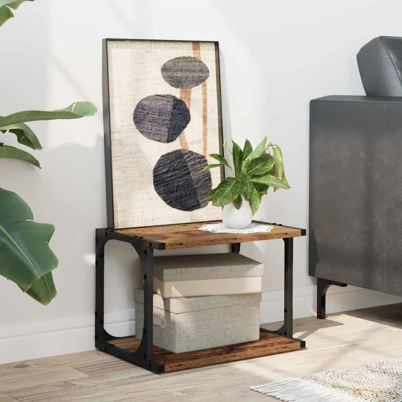 vidaXL Printera statīvs Vecs koks 41 x 28 x 33.5 cm Inženierijas koks