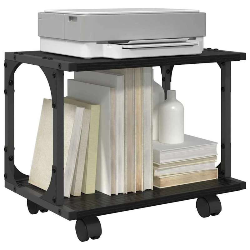 vidaXL Printera statīvs Melns ozolkoks 41 x 28 x 33.5 cm