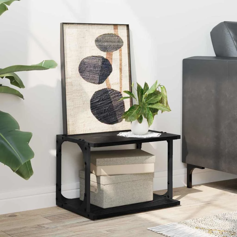 vidaXL Printera statīvs Melns ozolkoks 41 x 28 x 33.5 cm