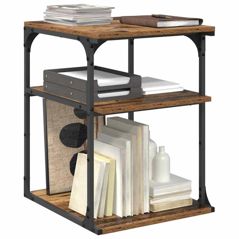 vidaXL Printera statīvs Vecs koks 43 x 48 x 64 cm Inženierijas koks